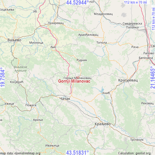 Gornji Milanovac on map