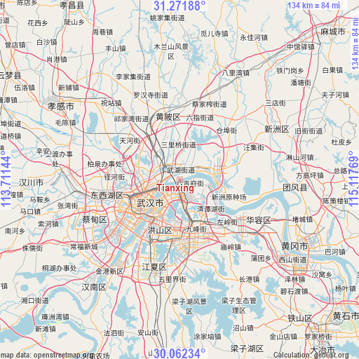 Tianxing on map