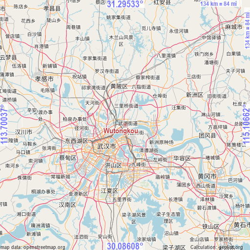 Wutongkou on map