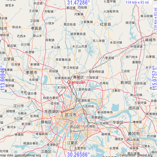 Qianquan on map