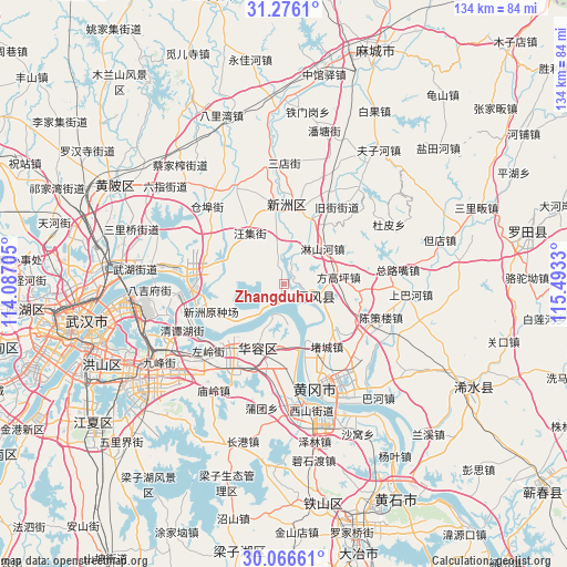 Zhangduhu on map