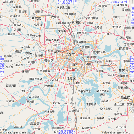 Zhangjiawan on map