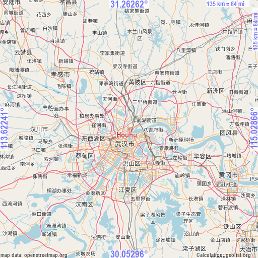 Houhu on map