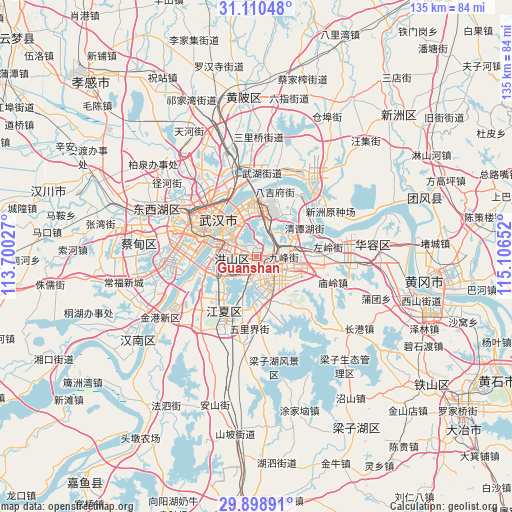 Guanshan on map