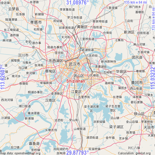 Shizishan on map