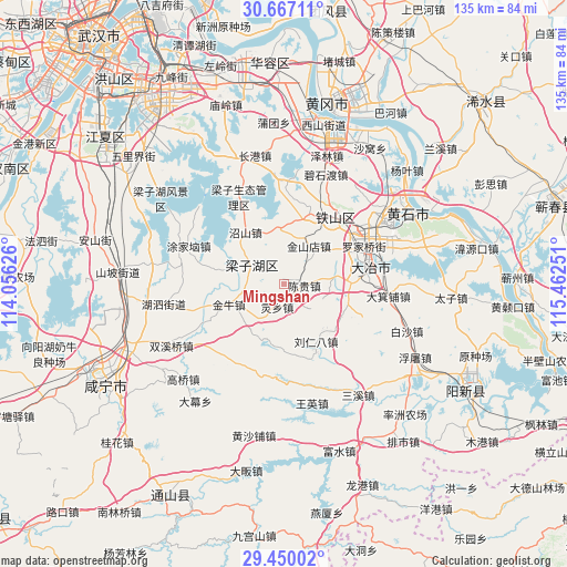 Mingshan on map