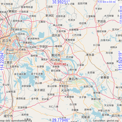 Xinmiao on map