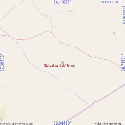 Nāḩiyat as Sab‘ Biyār on map