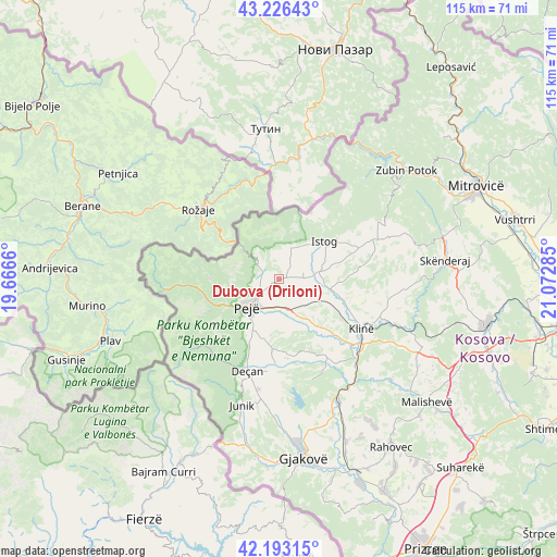 Dubova (Driloni) on map