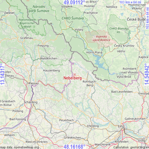 Nebelberg on map
