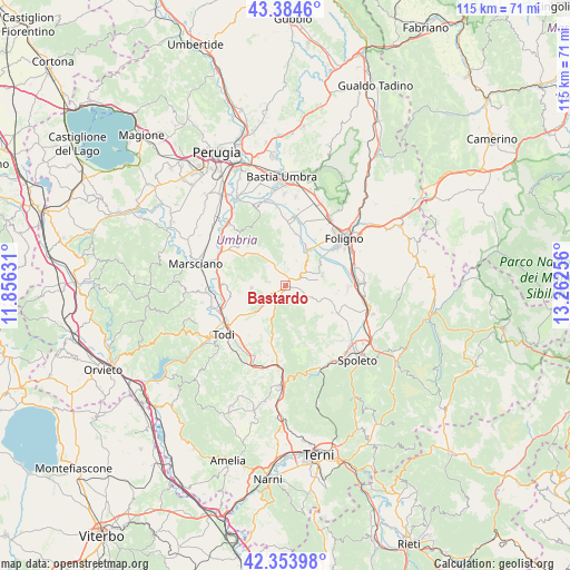 Bastardo on map