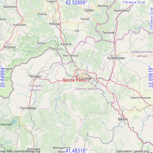 Gjorče Petro on map