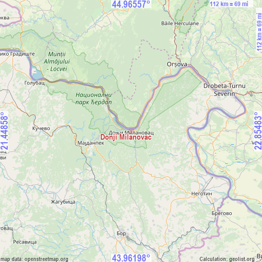 Donji Milanovac on map