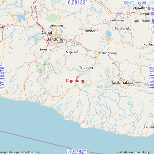 Cigintung on map