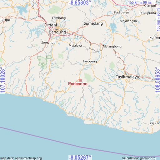 Padasono on map