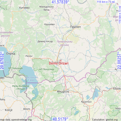 Dolno Orizari on map