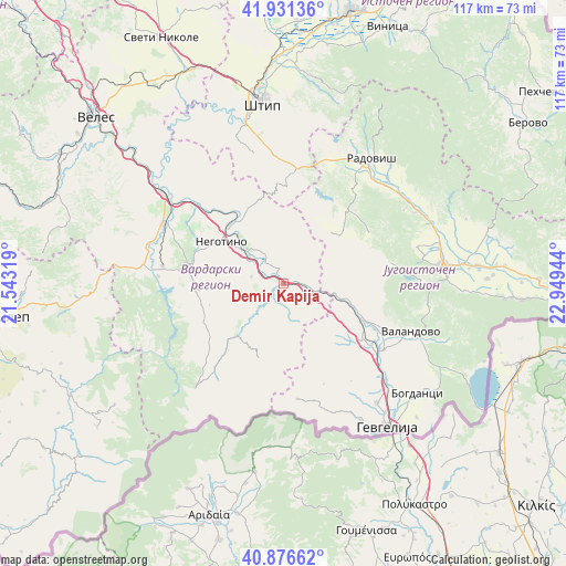 Demir Kapija on map