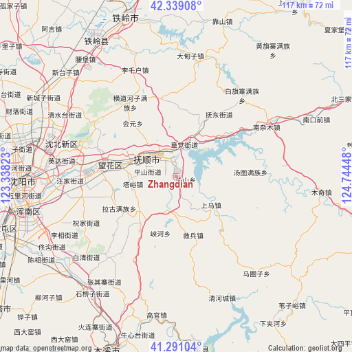 Zhangdian on map