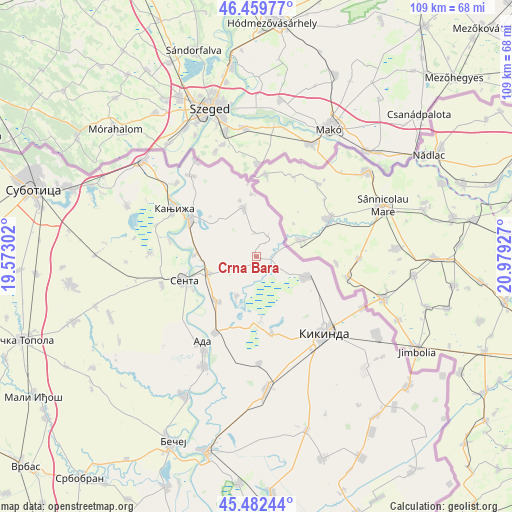 Crna Bara on map
