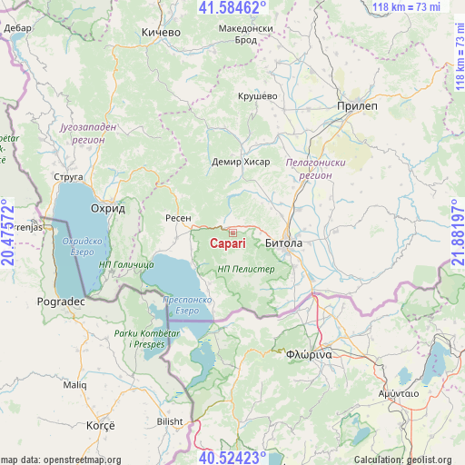 Capari on map