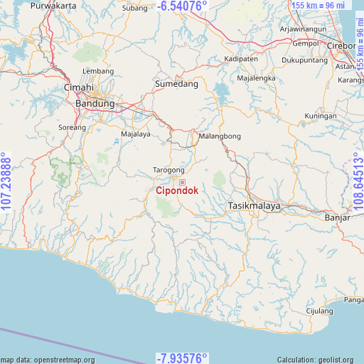 Cipondok on map