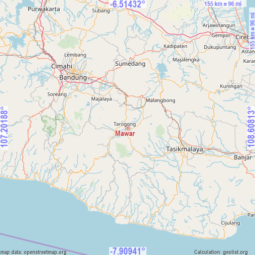 Mawar on map
