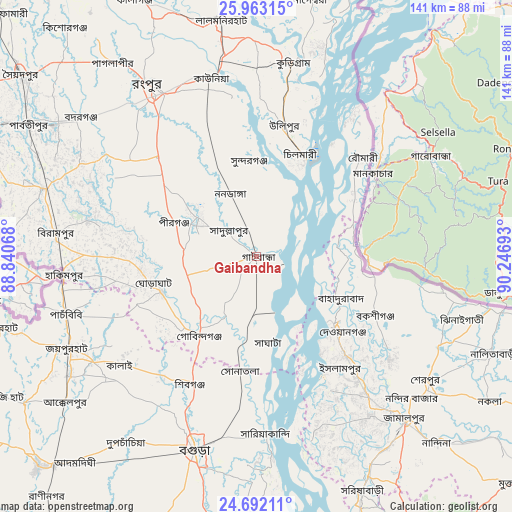 Gaibandha on map
