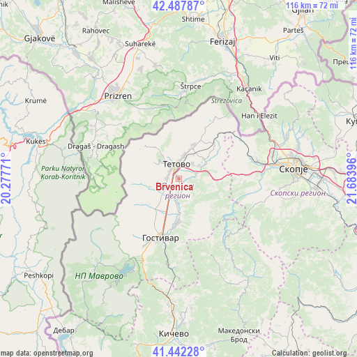 Brvenica on map