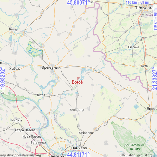 Botoš on map