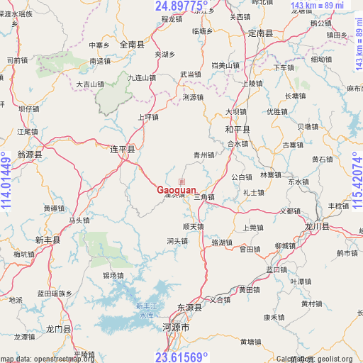 Gaoguan on map