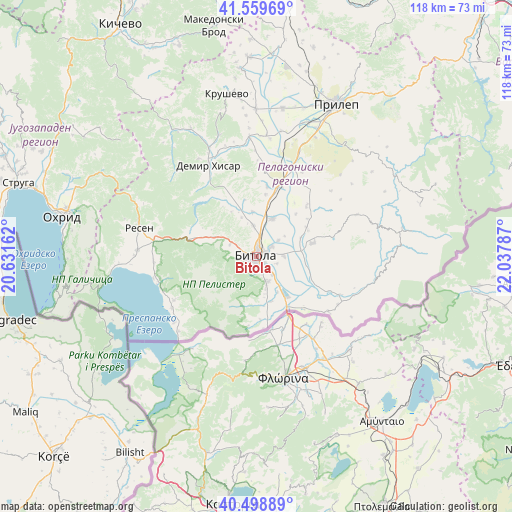 Bitola on map
