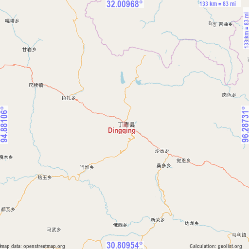 Dingqing on map