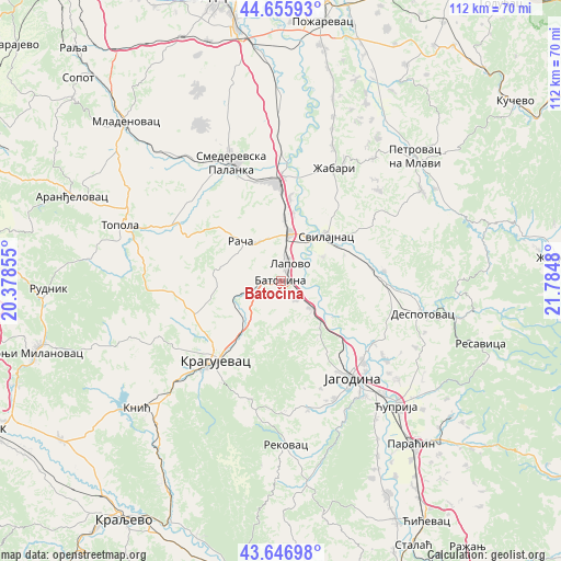 Batočina on map