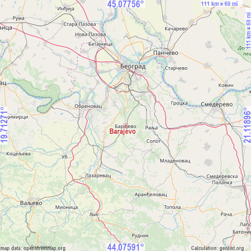 Barajevo on map