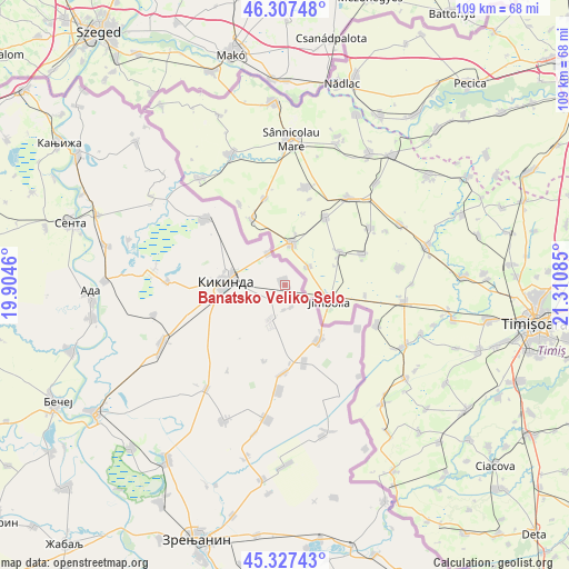 Banatsko Veliko Selo on map
