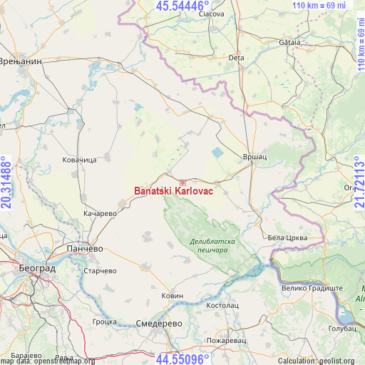 Banatski Karlovac on map