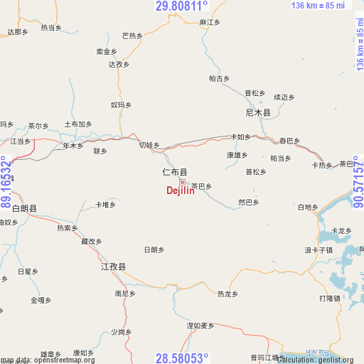 Dejilin on map