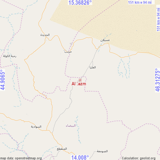 Al Ḩazm on map