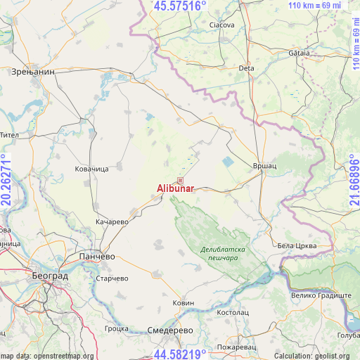 Alibunar on map