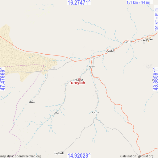 Ḩurayḑah on map