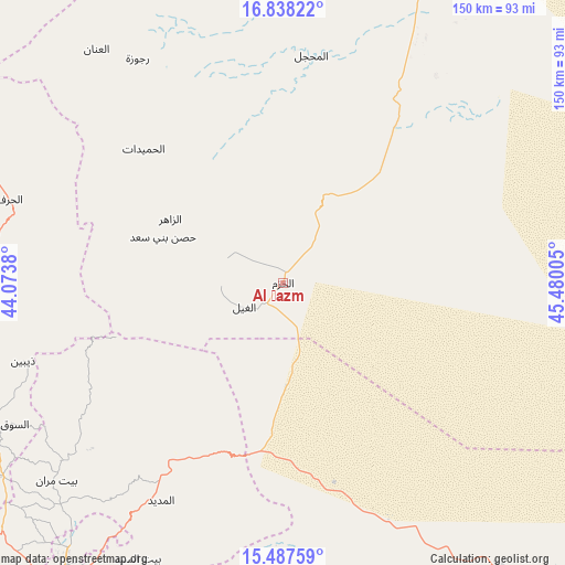 Al Ḩazm on map