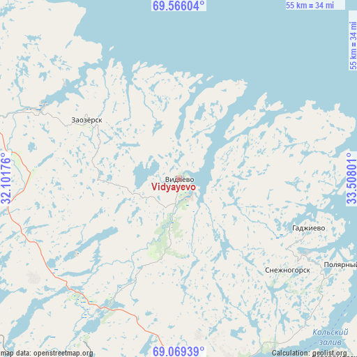 Vidyayevo on map