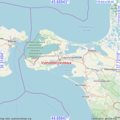 Vyshestebliyevskaya on map