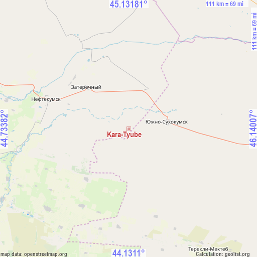 Kara-Tyube on map