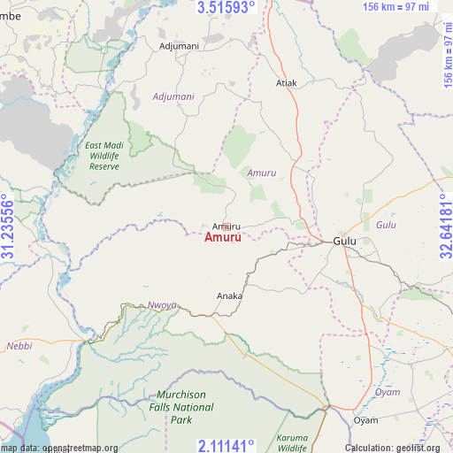 Amuru on map