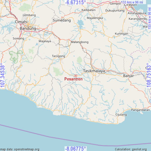 Pesantren on map