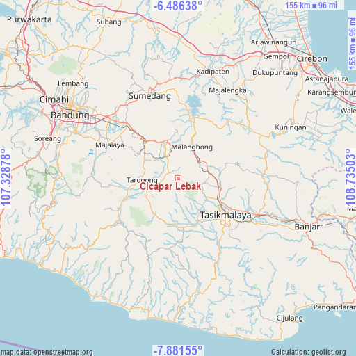 Cicapar Lebak on map