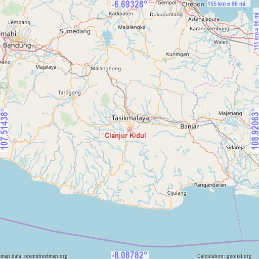 Cianjur Kidul on map