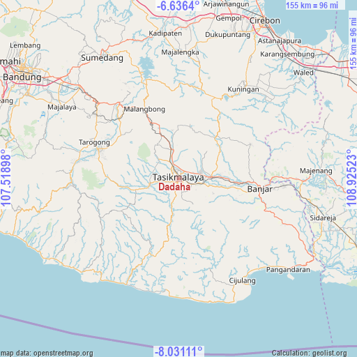 Dadaha on map
