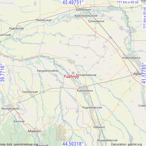 Yuzhnyy on map